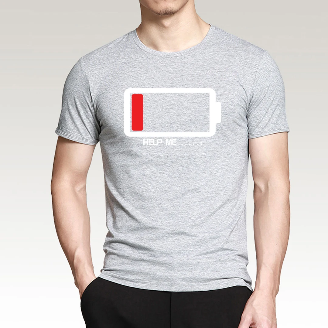 100% cotton high quality top tees fashion Personality Battery Design man t shirt 2016 summer men short sleeve tee for | Мужская одежда