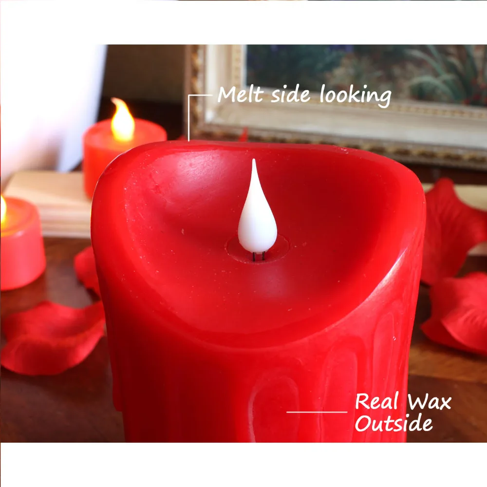 Свеча столб GiveU 3D мерцающие свечи с таймером и дистанционным управлением