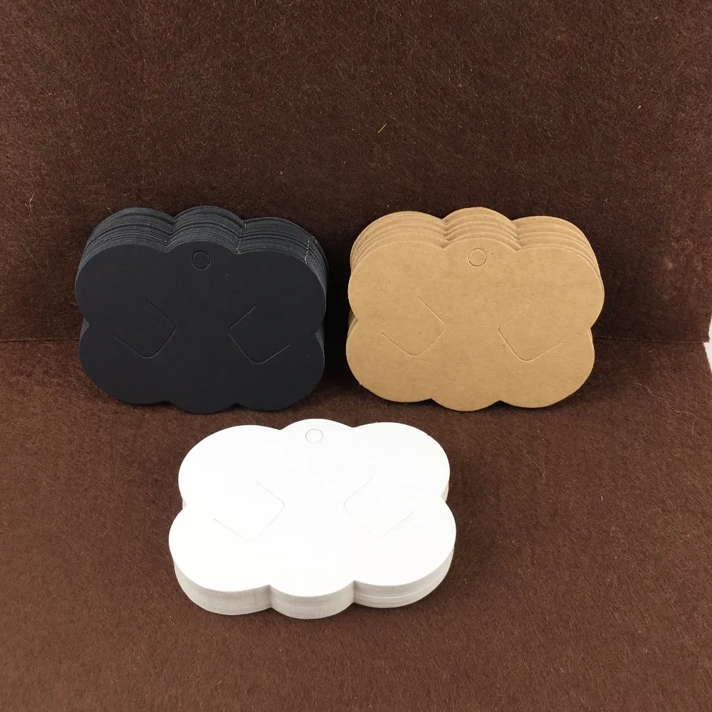 Free Shipping 400PCS Blank Kraft Paper Hairpin Card Hair Clip Scalloped Jewelry Cardstock Display Cards Accept custom logo | Украшения и