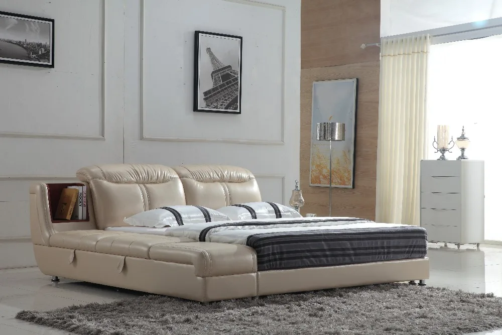 Топ продаж кожаный каркас кровати и кожа 0414 B809|leather bed frames|bed frameleather |