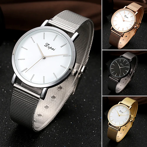 Женская мода без номера циферблат Нержавеющая сталь сетка Группа Бизнес