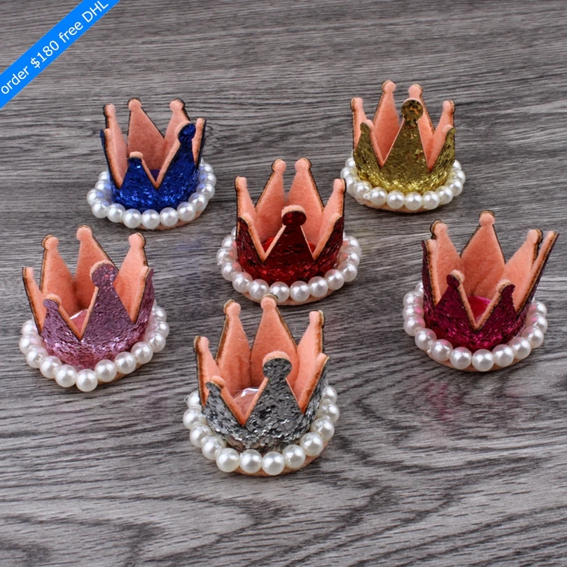 120 шт./лот 6 цветов заколки для волос 3D фетровая корона цветок детей аксессуары