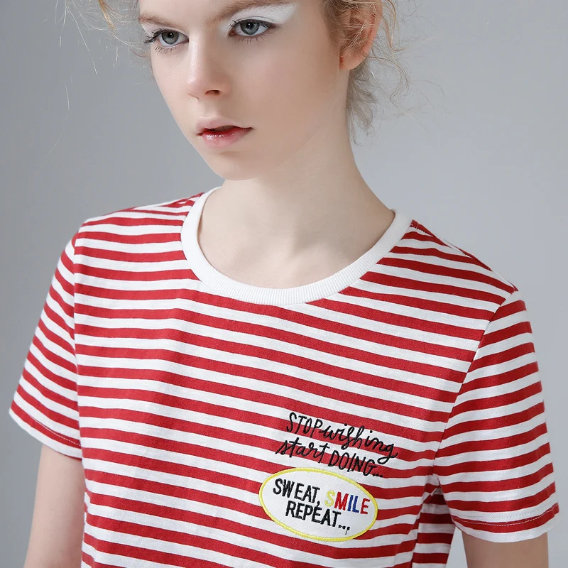 Женская футболка в полоску Toyouth повседневная хлопковая с коротким рукавом и