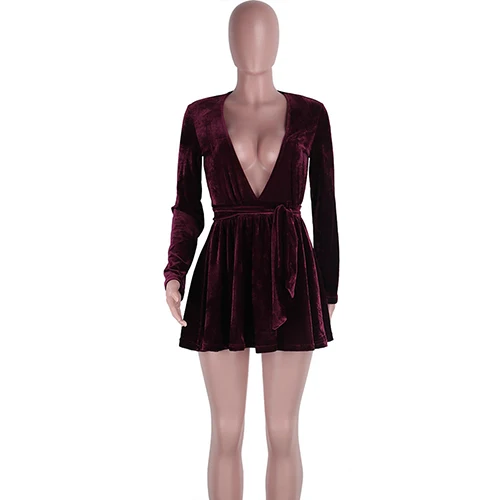 Женщины Мода Sexy Погружаясь V образным Вырезом С Длинным Рукавом Опоясанные