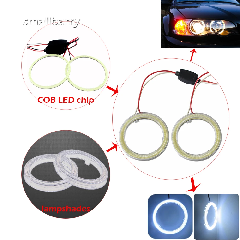 2 шт. DRL Halo кольца ангельские глазные головная фара 60 мм/70 мм/80 мм/90 мм/100 м/110 мм