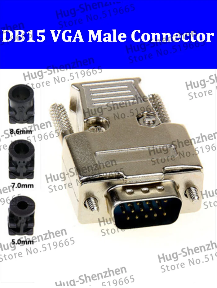 Верхний D-Sub 15-контактный DB15 VGA 3-рядный штекер (штекер), твердый КОНТАКТНЫЙ модуль + Съемный корпус с металлической оболочкой-5 шт./лот от AliExpress WW