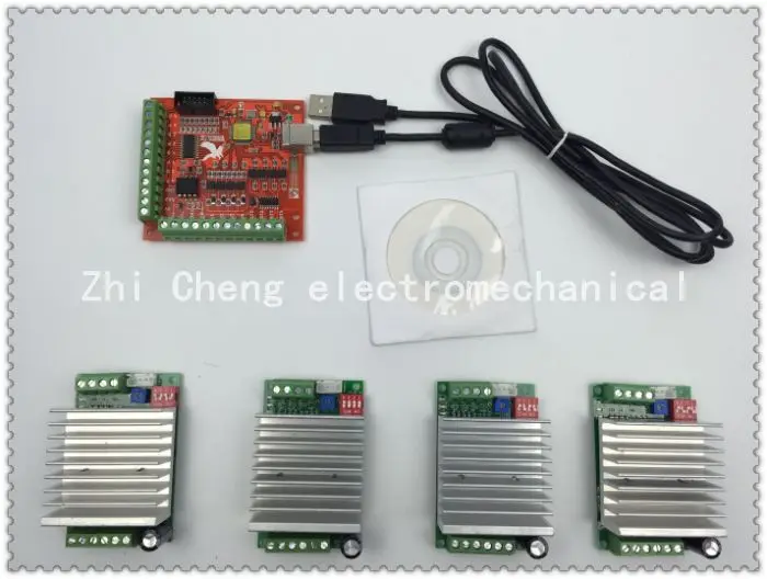 CNC mach3 usb 4 осевой комплект шт. TB6600 1 шаговый двигатель Драйвер + USB контроллер карта