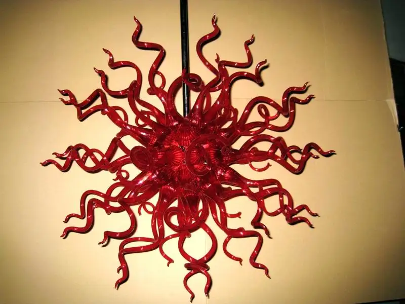 

Free Shipping CE/UL Contemporary Red Flower Chandelier LED Bulbs Beautiful Hand Blown Glass LR537