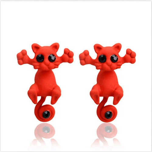 Креативные 3D серьги в виде животных, мультяшный кот, котенок, милые серьги-гвоздики, ювелирные изделия