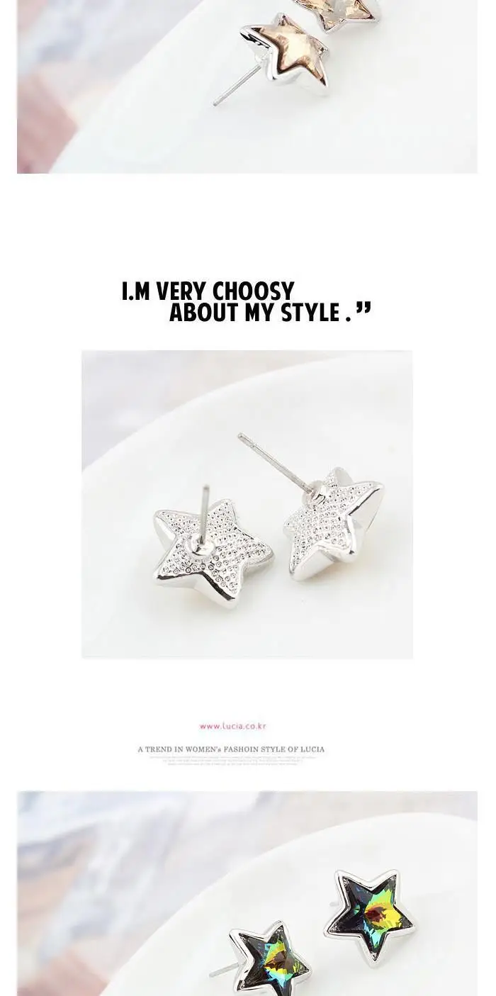 BeBella пентаграмма звезда серьги гвоздики с кристаллами от Swarovski оригинальные модные украшения для женщин девочек Рождественский подарок