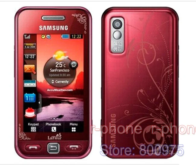 Мобильный телефон SAMSUNG S5230 S5230c La Fleur, разблокированный, 3,0 дюймов, сенсорный экран, Bluetooth S5230, красные мобильные телефоны