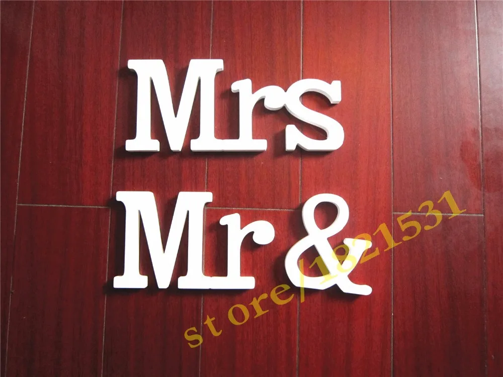 Высота 12 см/15 см Соединенные буквы MR & MRS украшение для дома деревянные белые