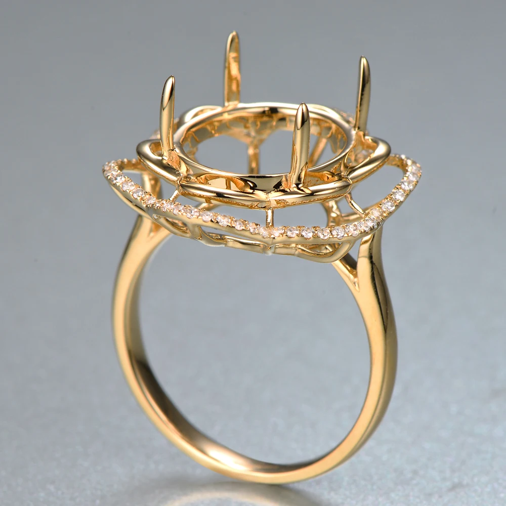 Ограненное кольцо Caimao 12x14 мм с овальным полукреплением желтое золото 14 к