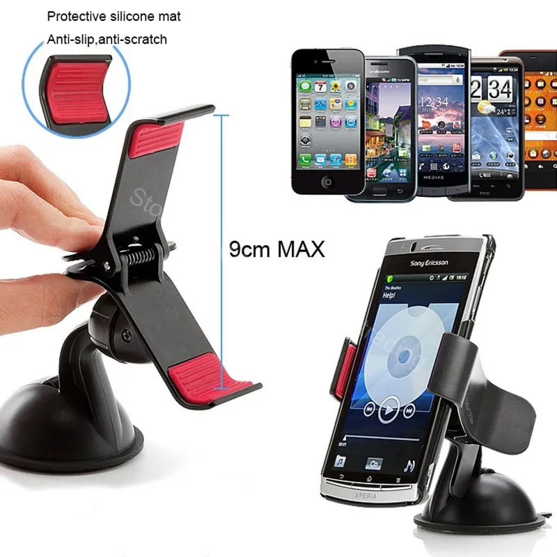 Автомобильный держатель на присоске для лобового стекла и окон с вращением 360