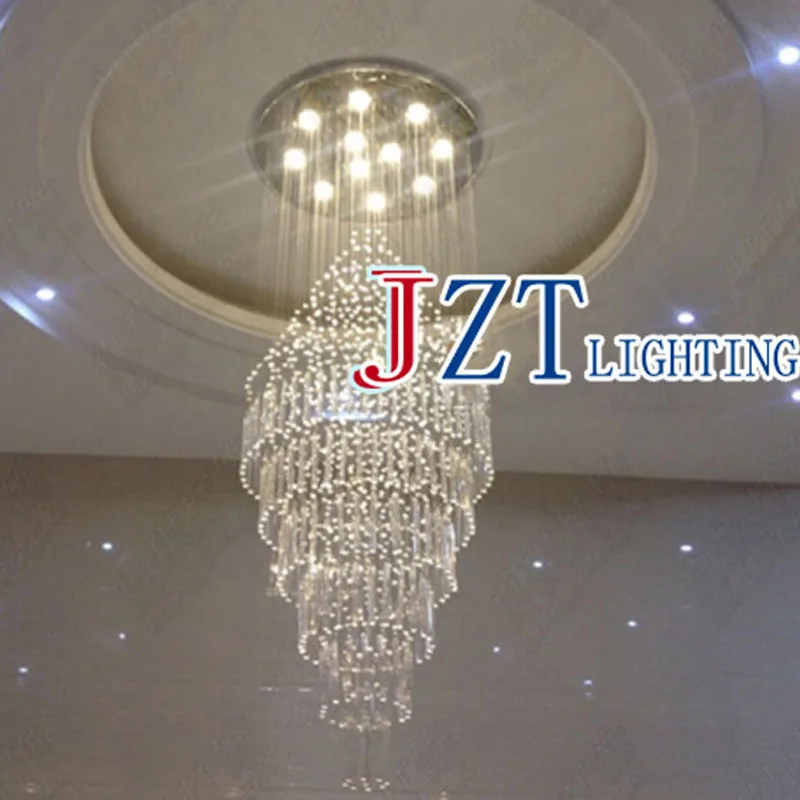 ZX K9 Хрустальная спираль длинная Люстра для зала GU10 Светодиодная лампа Подвесная