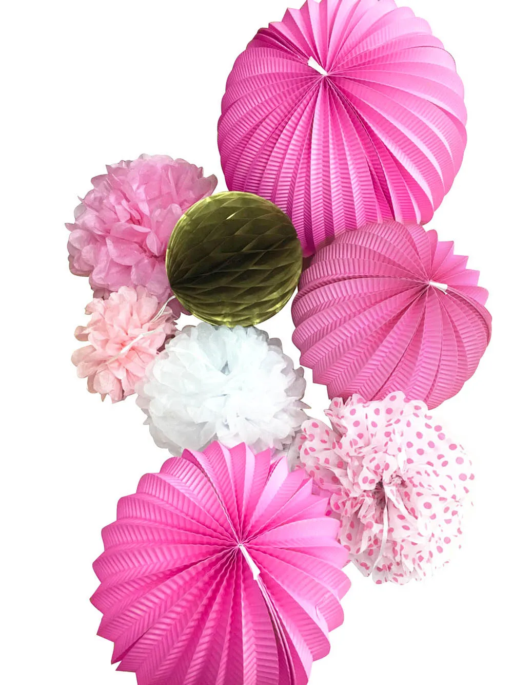 New 8Pcs Party Decorative Paper Crafts Kit Pink / Gold White Birthday Baby Shower Home Outdoor Hanging Decoration|home outdoor|decorative