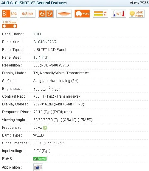 G104SN02 V2 10 4 дюйма промышленный LCD Новый &amp A + в наличии. Протестировано перед