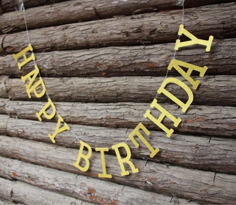 Светоотражающий Золотой баннер на день рождения с большим буквенным принтом для