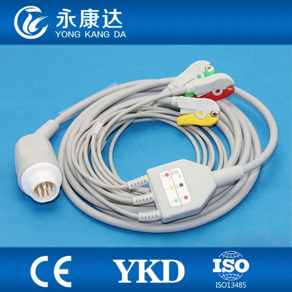 Совместимость 3 свинца IEC/клип ecg кабель для Mindray T5/T8 монитор пациента 12 контактов |