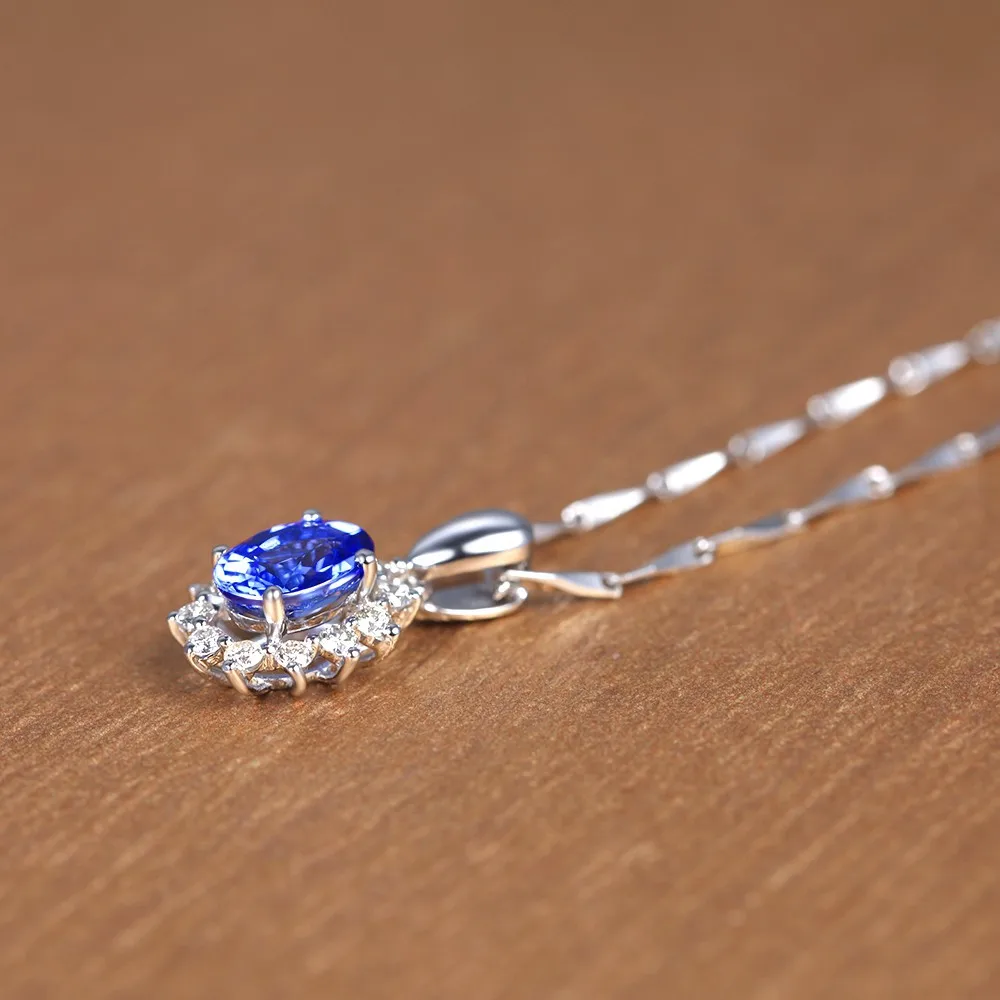 GVBORI Роскошные 0.5ct естественный голубой сапфир драгоценный камень кулон для Для женщин Свадебные Валентина подарок партии Ювелирные украшения Бриллиантовая подвеска