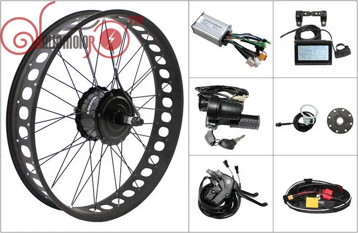 8fun 36V 48V 250W 350W 500W 750W Threaded Fat eBike Rear Conversion Kit for 175mm Rear Dropout Width