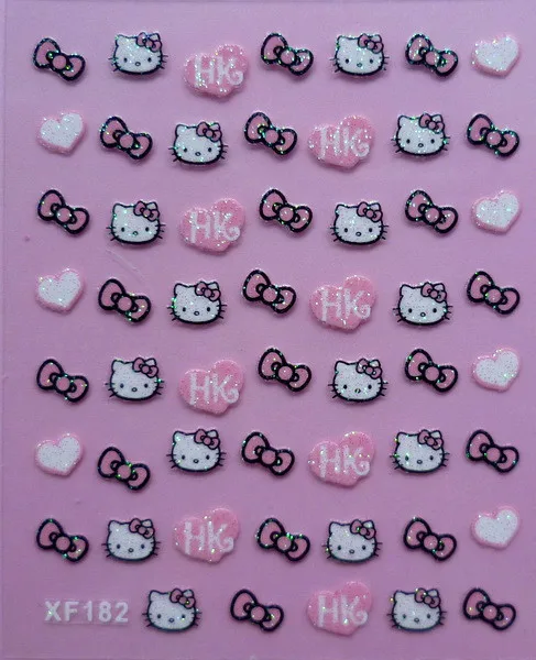Продавец фабрики 25 компл./лот можно смешивать 3D рисунок «Hello Kitty» 25 конструкции исскуство ногати наклейки с персонажами из мультфильмов украшения XF311-XF334