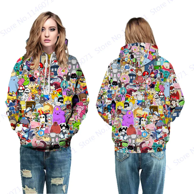Время приключений Скейтбординг толстовка женская Мультфильм пуловер зима oversize
