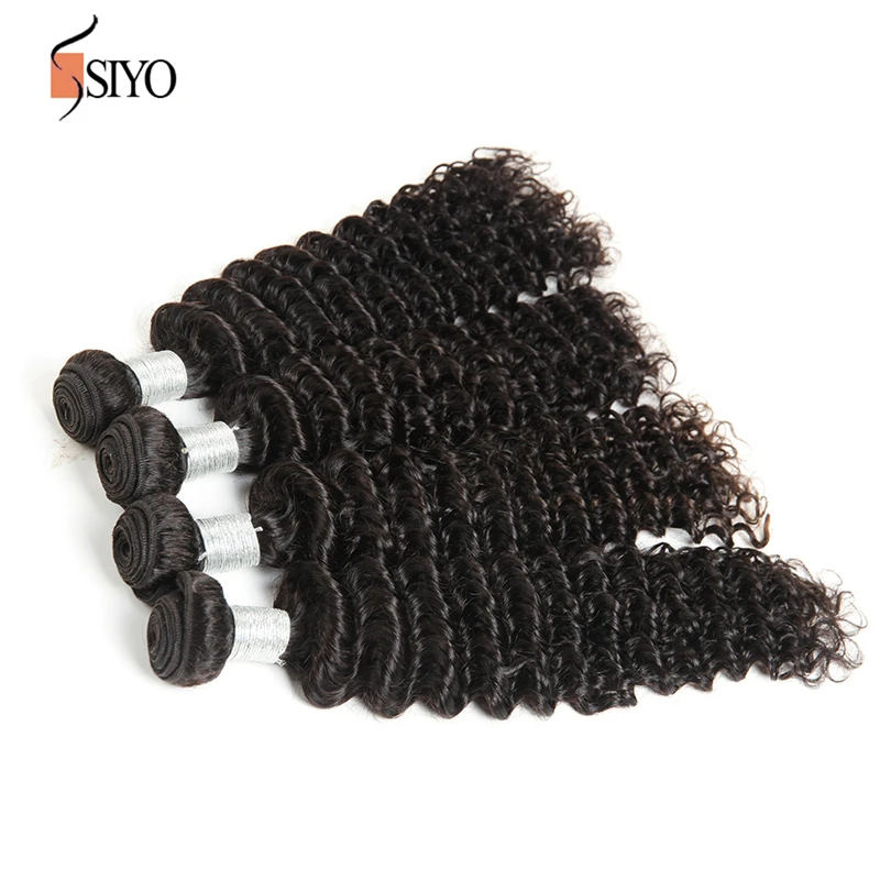 7А Бразильский Глубокий Вьющиеся Волосы Девственницы 4 Шт. Необработанные