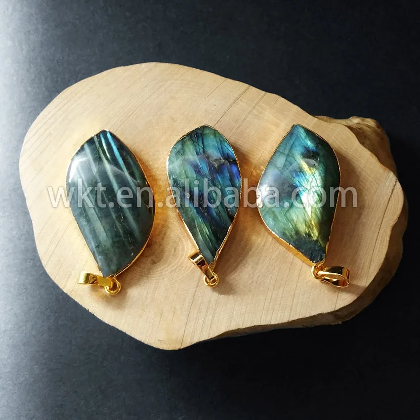 WT-P597 оптовая продажа случайной формы необработанный камень кулон из Лабрадорита