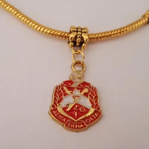 gold with dangle Дельта Сигма Тета Sorority щит Браслеты с подвесками с небольшими замок-карабин - Окраска металла: gold with dangle