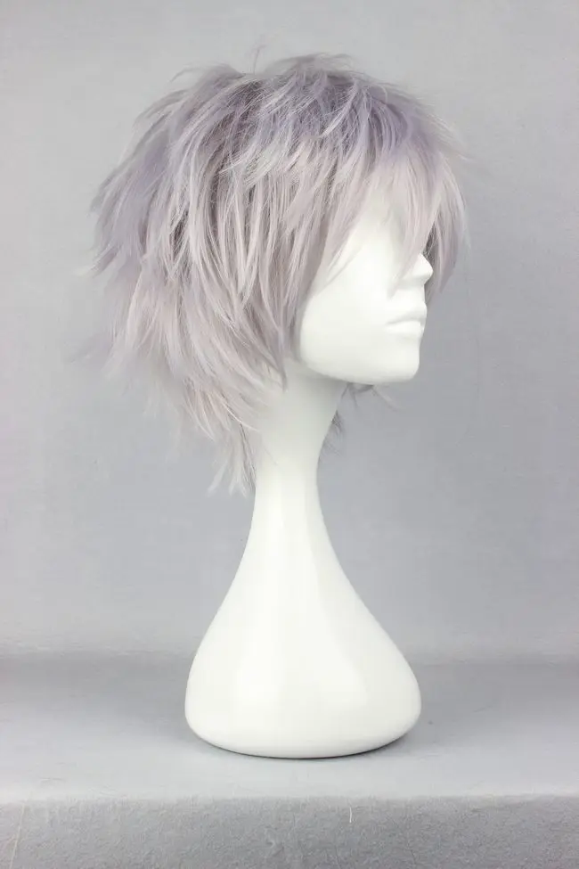 MCOSER 35 см синтетический короткий серый Косплей Костюм парик Высокая температура волокна волос