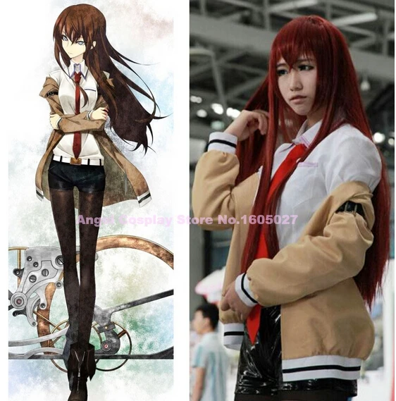 Костюм для косплея Kurisu Makise из аниме Steins пальто + рубашка шорты галстук пояс костюм