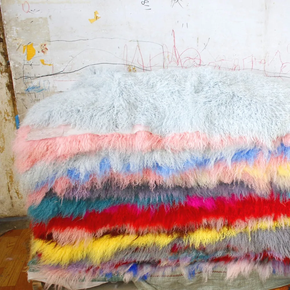 Натуральная монгольская овчина длинная шерсть меховая тарелка опт|fur plate|mongolian fur