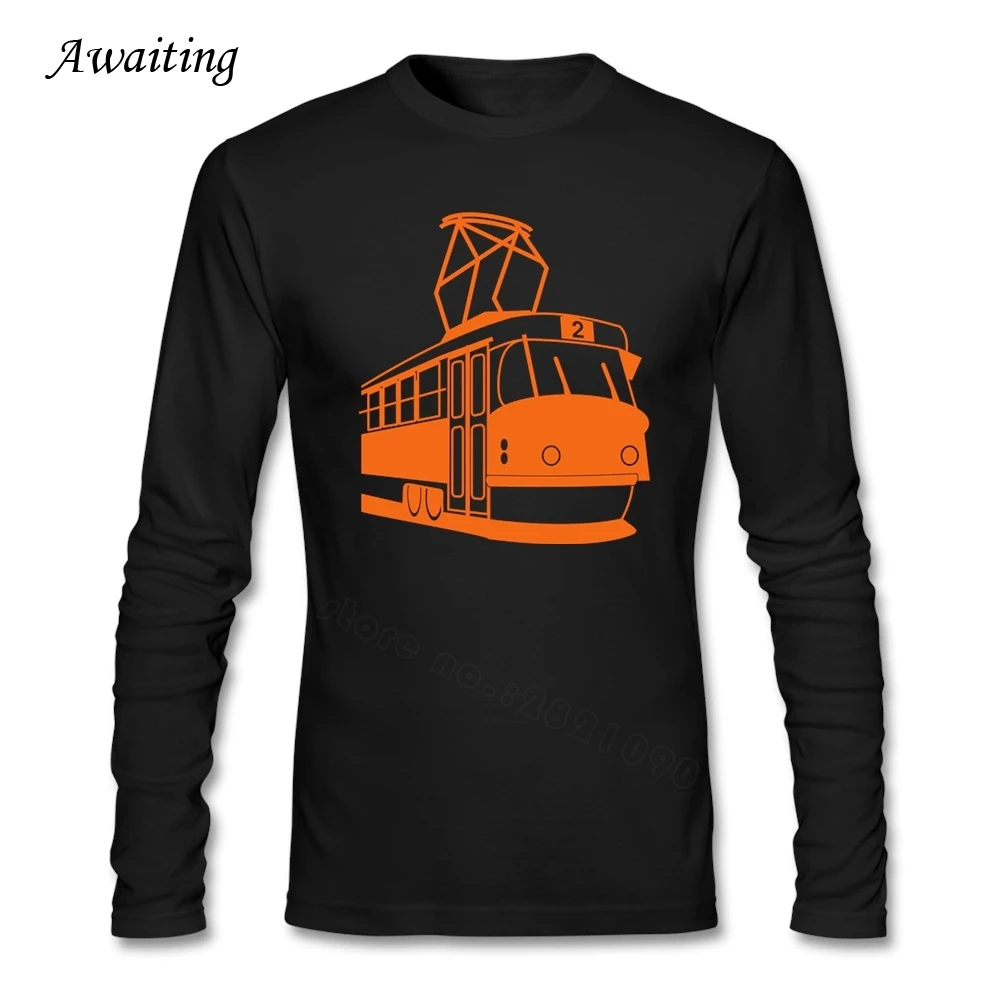 Трамвай Мужчины Футболка С Длинным Рукавом Фитнес Мода Тройник Для Подросток