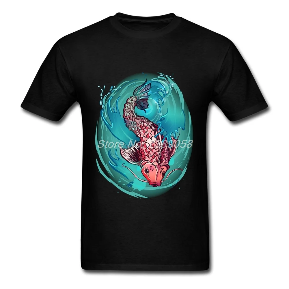 2019 Fashion Men t shirt Koi Fish Splash New Style Short Sleeve O Neck Tees Organic Cotton Lowest Price T Shirts For | Мужская одежда