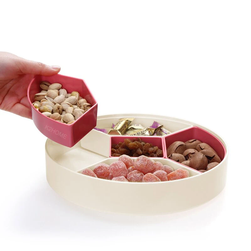 Декоративные пять секционных закусок круглый орех конфета Сервировочная