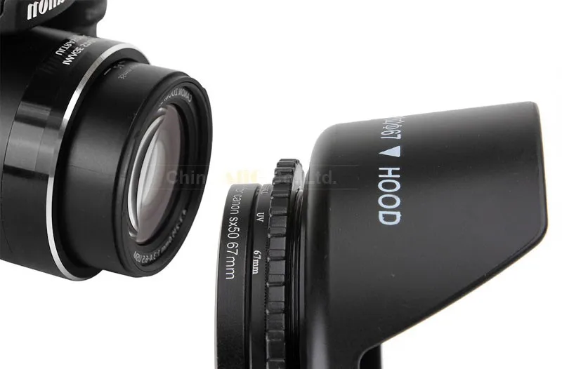 4в1 аксессуары адаптер объектива камеры для Canon SX520 SX70 SX60 SX50 HS до 67 мм+ крышка объектива+ бленда+ 67 мм УФ-фильтр FA-DC67A