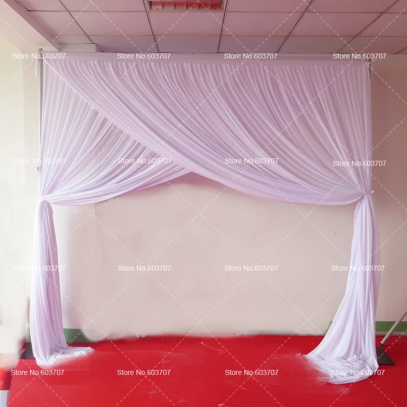 3M W * 4M H двухслойный 2 сторона открытая скрещенная белая штора из шифона 1 шт для