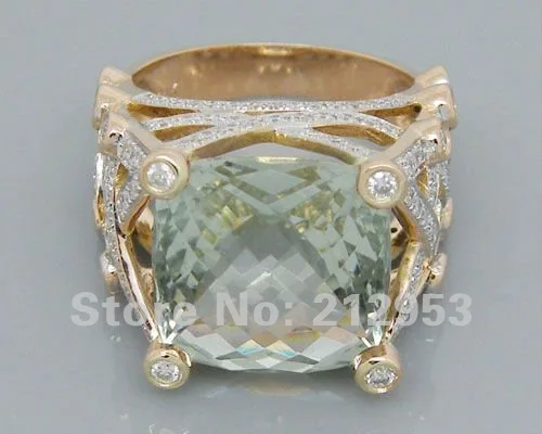 14.35Ct, розовое золото 18 К, обручальное кольцо с зеленым аметистом, ювелирные украшения для женщин, Подарок на годовщину