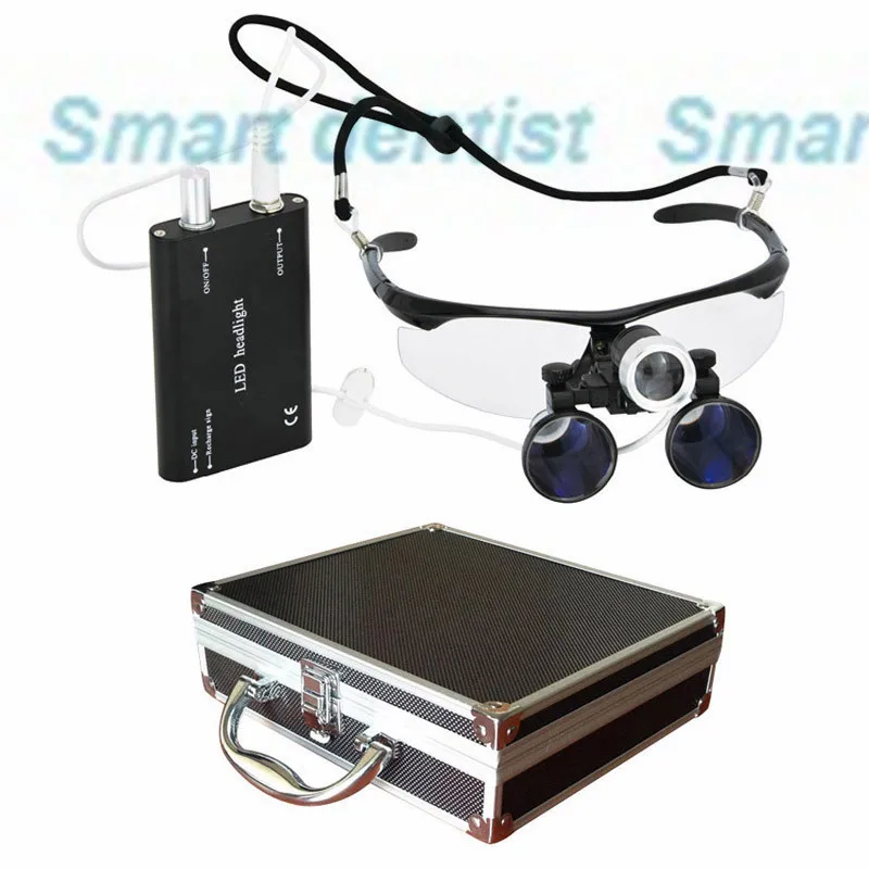 Metal box 3.5X magnification oral dental loupe with headlight medical led operating loupe surgical operation magnifier