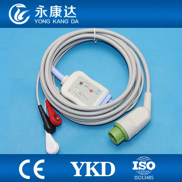 Kontron 7141 7210 7250 цельный 3 проводной экг кабель защелка тип аха|snap snap|cable 3cable ecg |