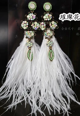 Style 3 Новые модные роскошные большие натуральные страусиные перья серьги ювелирные изделия длинные висячие серьги для женщин серьги для ночного клуба - Окраска металла: Style 3