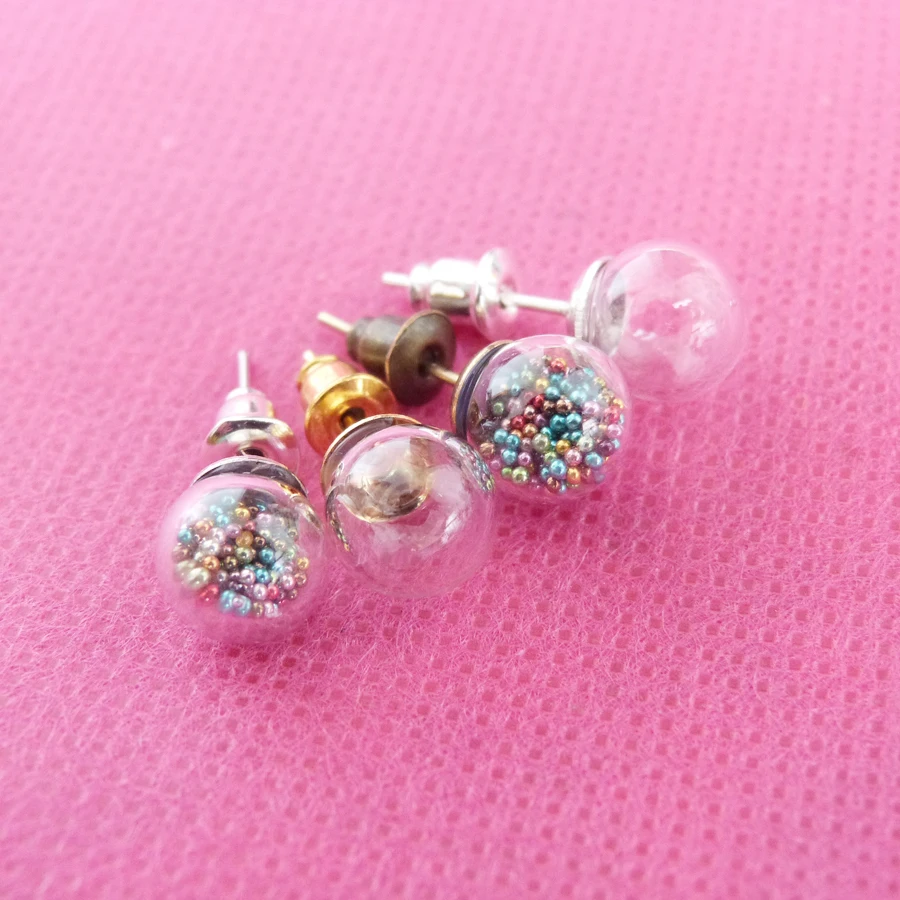 Стеклянная флакон с шариком 8 мм игла для сережек и задняя пробка ювелирных