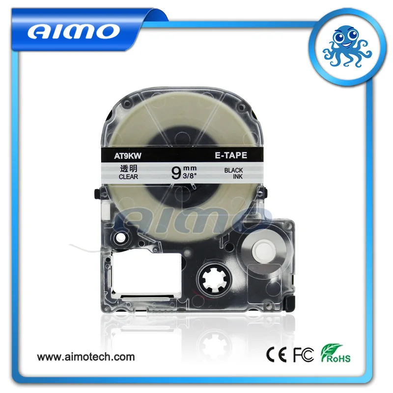 Совместимая лента для этикеток 9 мм 1 шт. черная прозрачная принтера epson с