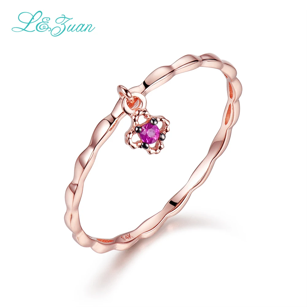 L &amp zuan ювелирные изделия из рубина розовое золото натуральный красный камень