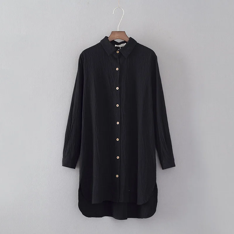 Женская длинная рубашка в стиле ретро Повседневная Свободная из хлопка и льна
