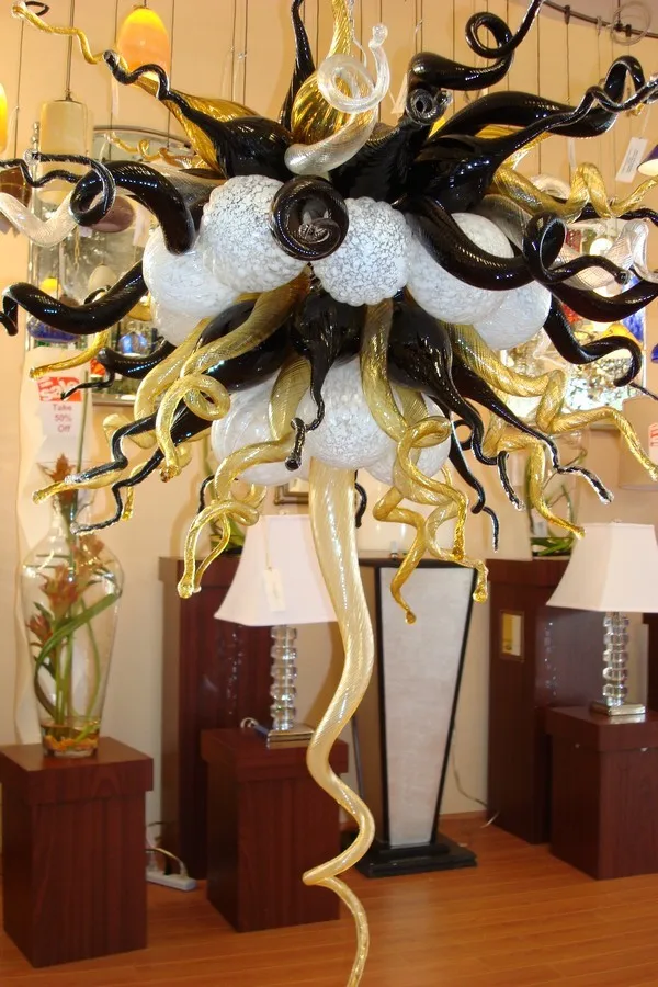 Цветная люстра в форме цветка для гостиной из дутого стекла ручной работы