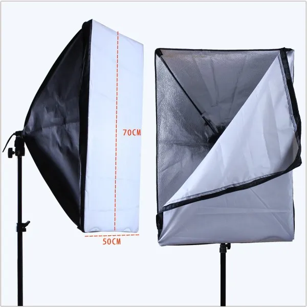 Фото Прямоугольник непрерывный софтбокс светильник ing Kit 4 шт. 50x70 см софтбокс 2 шт. светильник держатель Стенд Фото студийное оборудование комплект