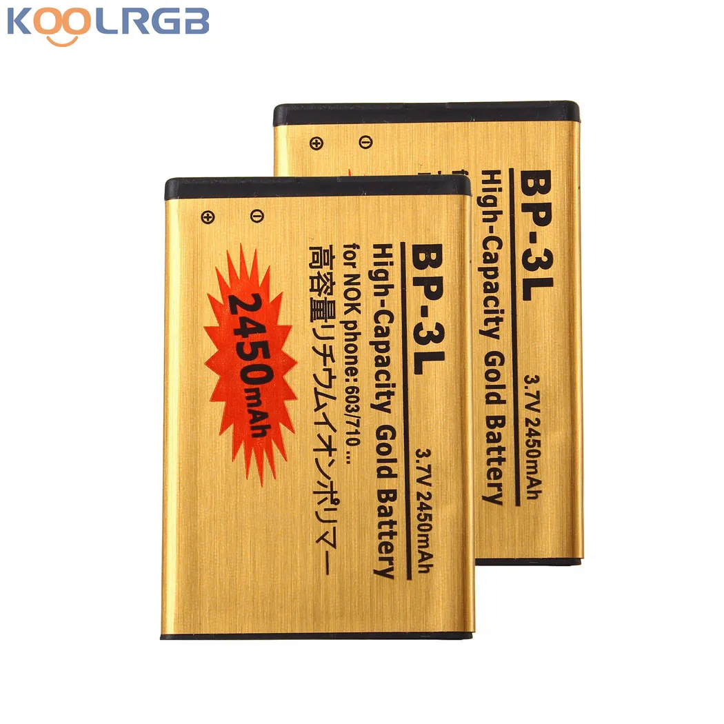 2 шт. gold premium для nokia lumia 710 2450 мАч высокой емкости bp-3l батареи |