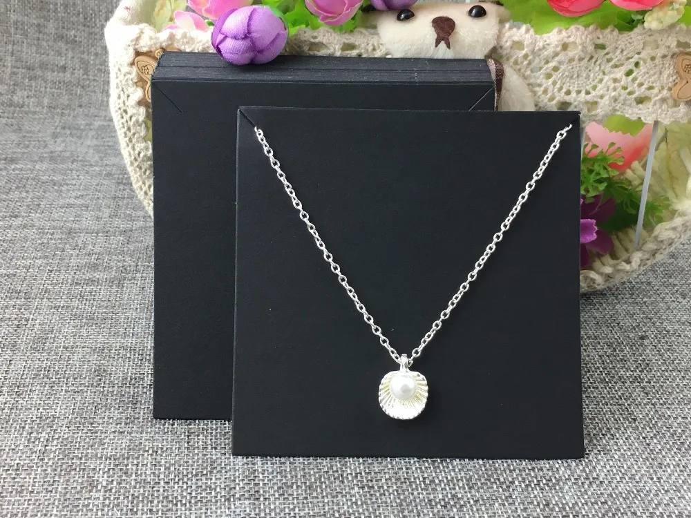 200 шт./лот 10*10 см карточки для ювелирных изделий ожерелья черная бумага картон из